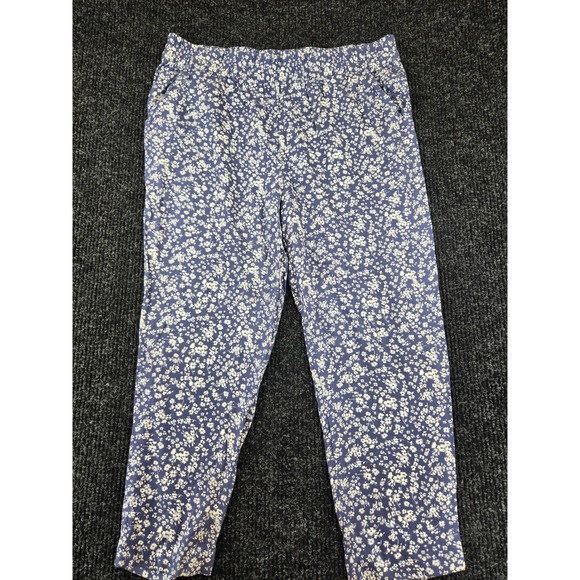 Jessica Simpson Pants - Jessica Simpson Blue Floral Viscose Elastic Waist Tapered Pants Womens Large